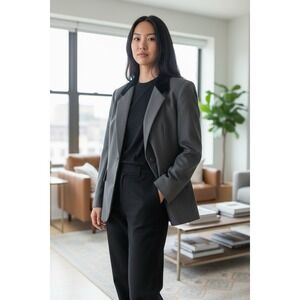 Breckenridge Womens Blazer Jacket 10 Gray Pure Wool Velvet Collar Union Made USA